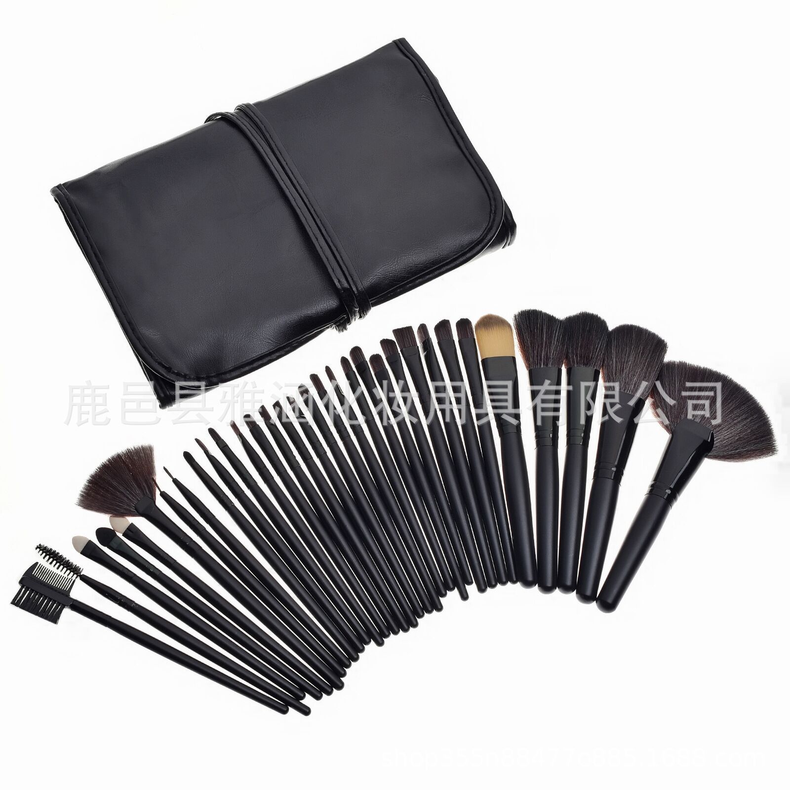 Factory direct supply of new 32-piece makeup brush set, available in black, pink, and wood colors.