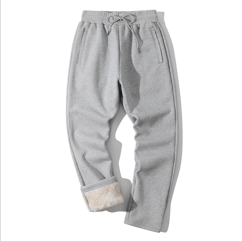 The new trend of men's plus-size casual pants with fleece zippers, lambskin sweatpants and plus-size men's sportswear pants for autumn and winter 2026