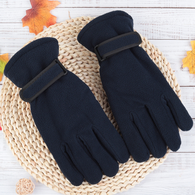 Winter double-layer men's and women's fleece thickened windproof cycling wear-resistant polar fleece fleece fleece warm cotton gloves