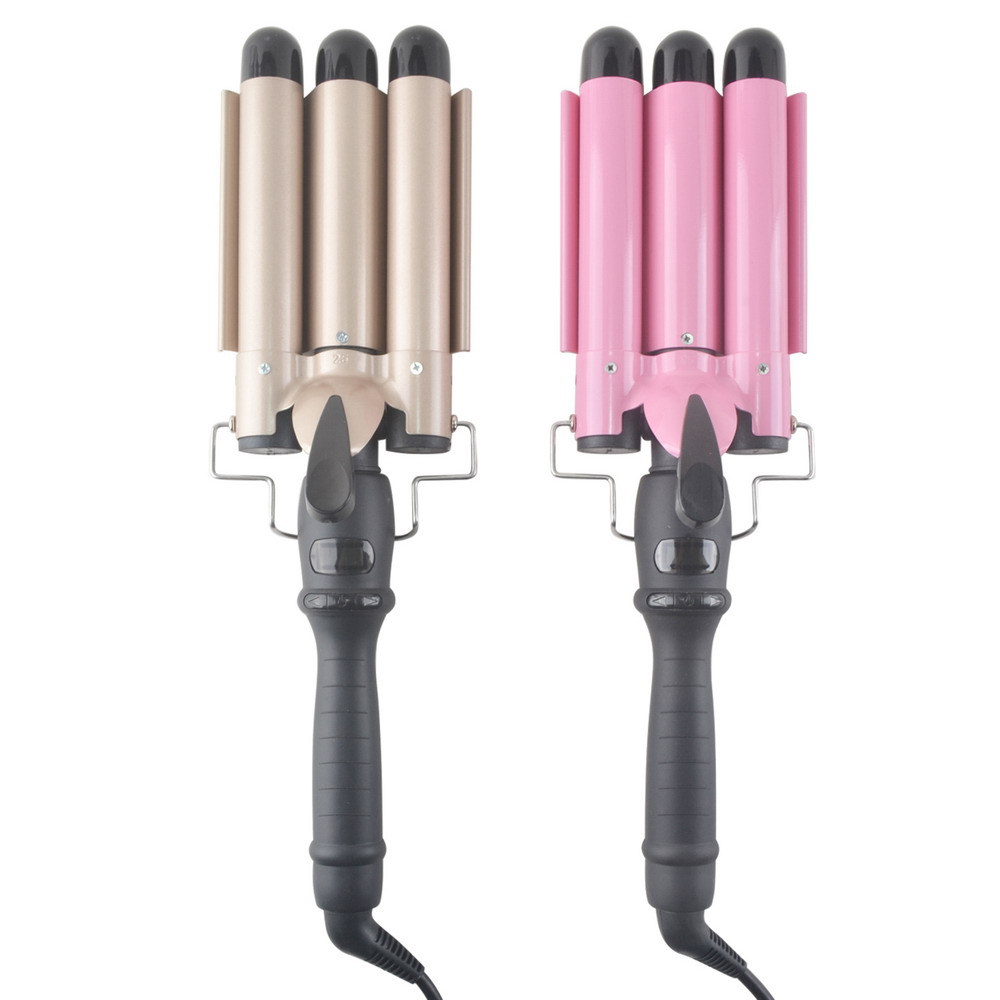 Cross-border three-barrel curling iron, egg curler, three-barrel hair care curling iron, water wave perm, LCD hair straightener.