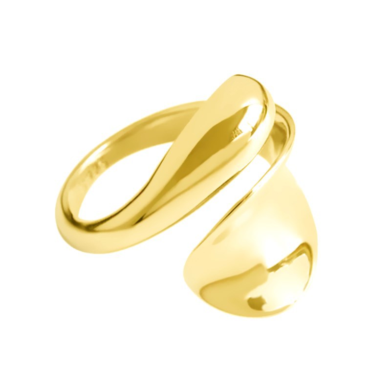 Trendy minimalist geometric teardrop ring with open design and a smooth finish, perfect for women. Factory direct sales.