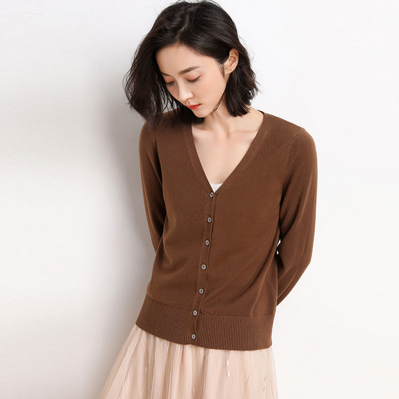Wholesale 2025 New Spring and Autumn Women's Knitted Cardigan Long Sleeve Short Loose Outerwear Sweater Jacket