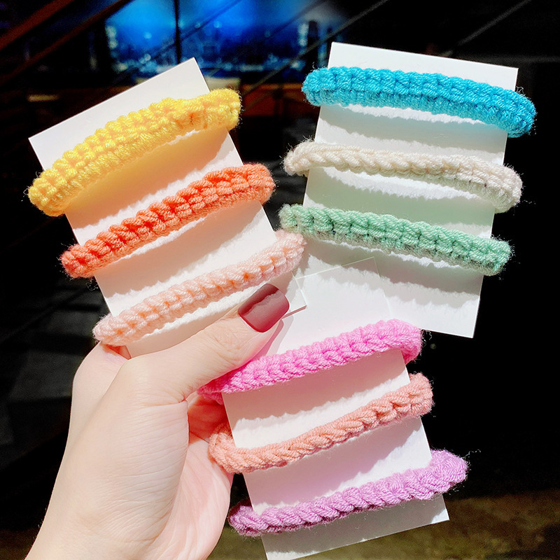 Simple hair accessories, handmade knitted scrunchies, trendy hair ties, Korean-style thick yarn hair ropes