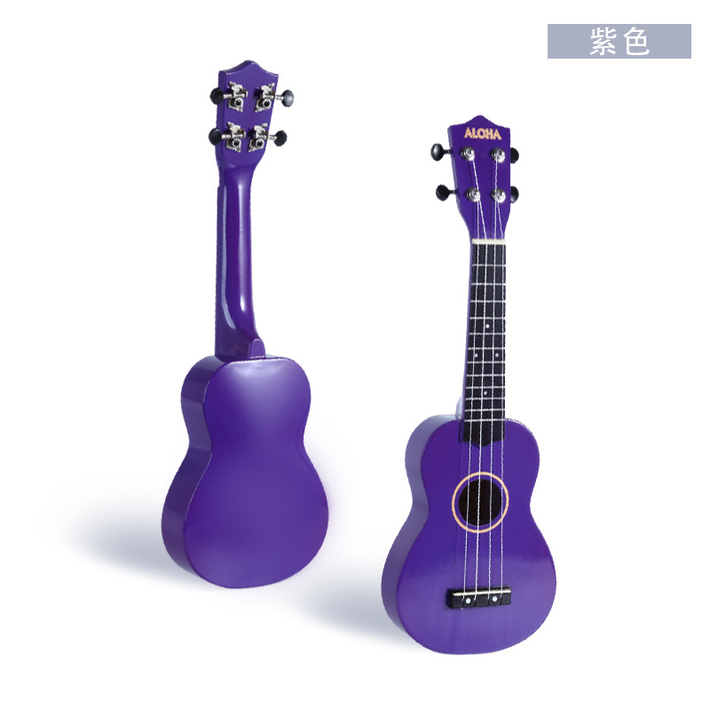 ALOHA 21-inch basswood ukulele, playable musical instrument, small guitar, factory wholesale logo sticker.