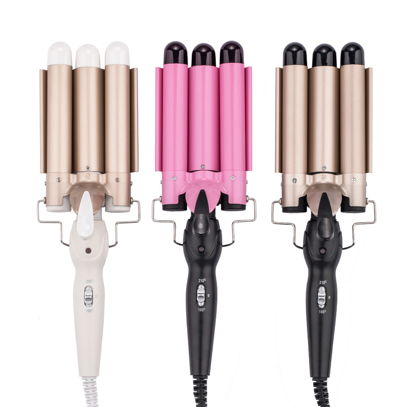 Factory direct best-selling curling iron, household egg roll curling iron, gold three-barrel curling iron, big wave electric curling iron, straightener plate, cross-border e-commerce.