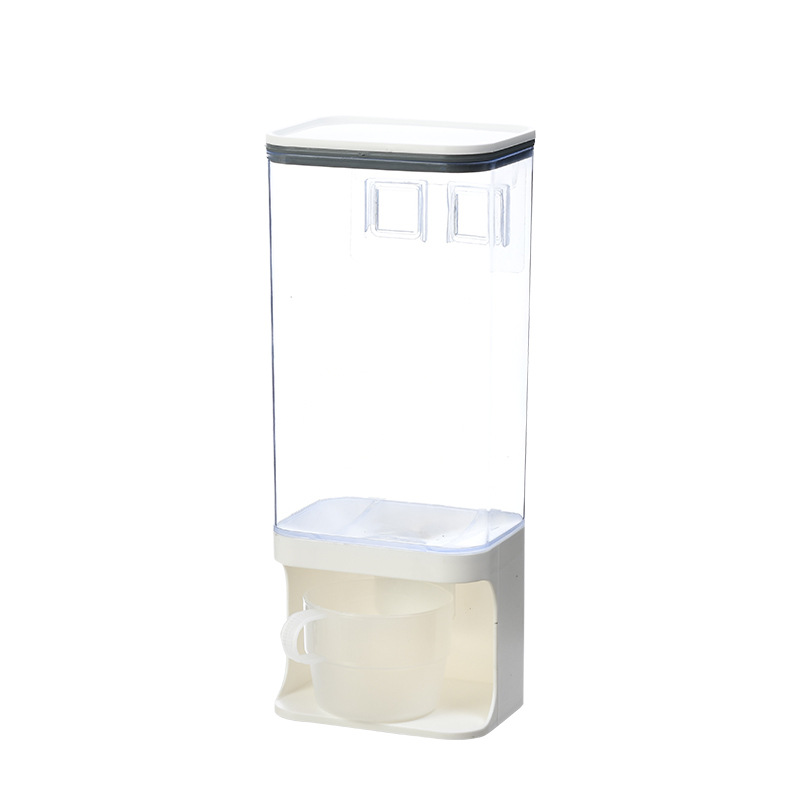 Kitchen wall-mounted storage rack, grain storage tank, moisture-proof sealed tank, transparent press-type storage box
