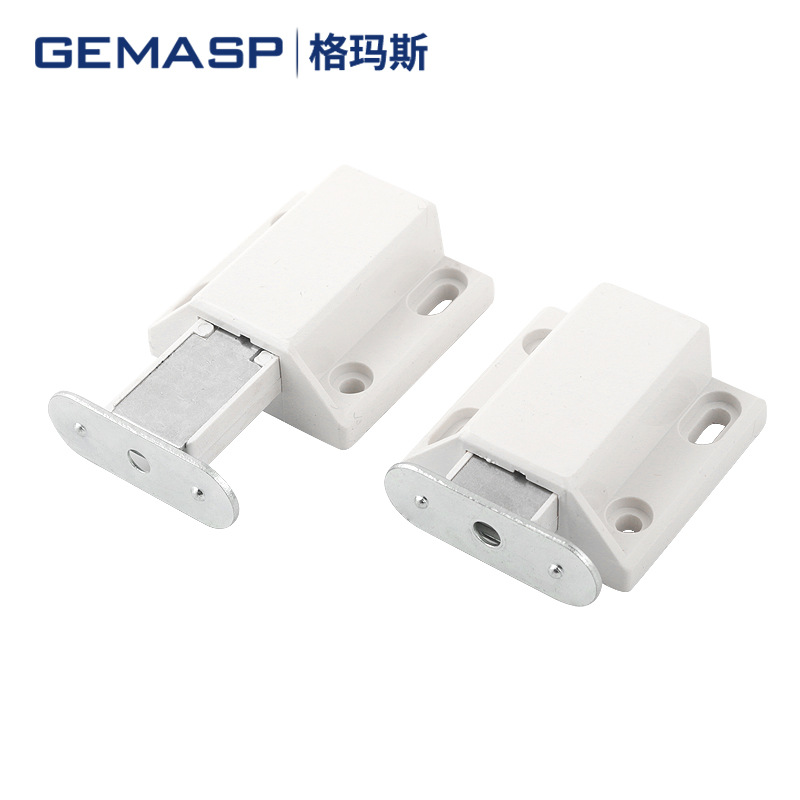 Cabinet door rebound device, handle-free push-type door rebound device, contact rebound device, single-door glass magnetic suction push-spring device