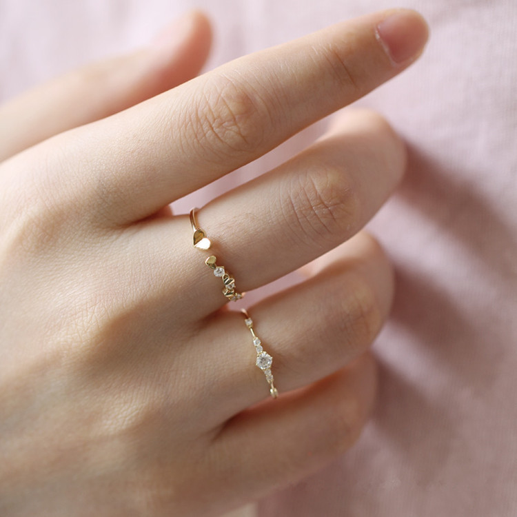 Wish's hot-selling S925 sterling silver plated with 14K gold and 7 small diamonds—exquisitely delicate and refined, a Japanese-style export design.