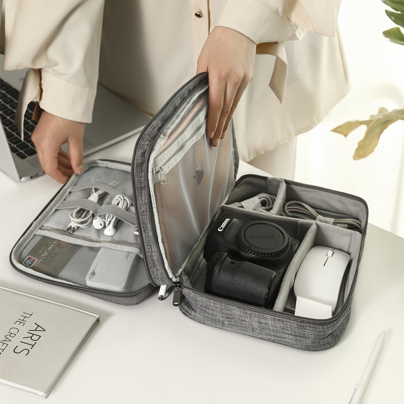 Double-layer data cable storage bag, power box, charging cable, travel digital organization bag, travel storage bag