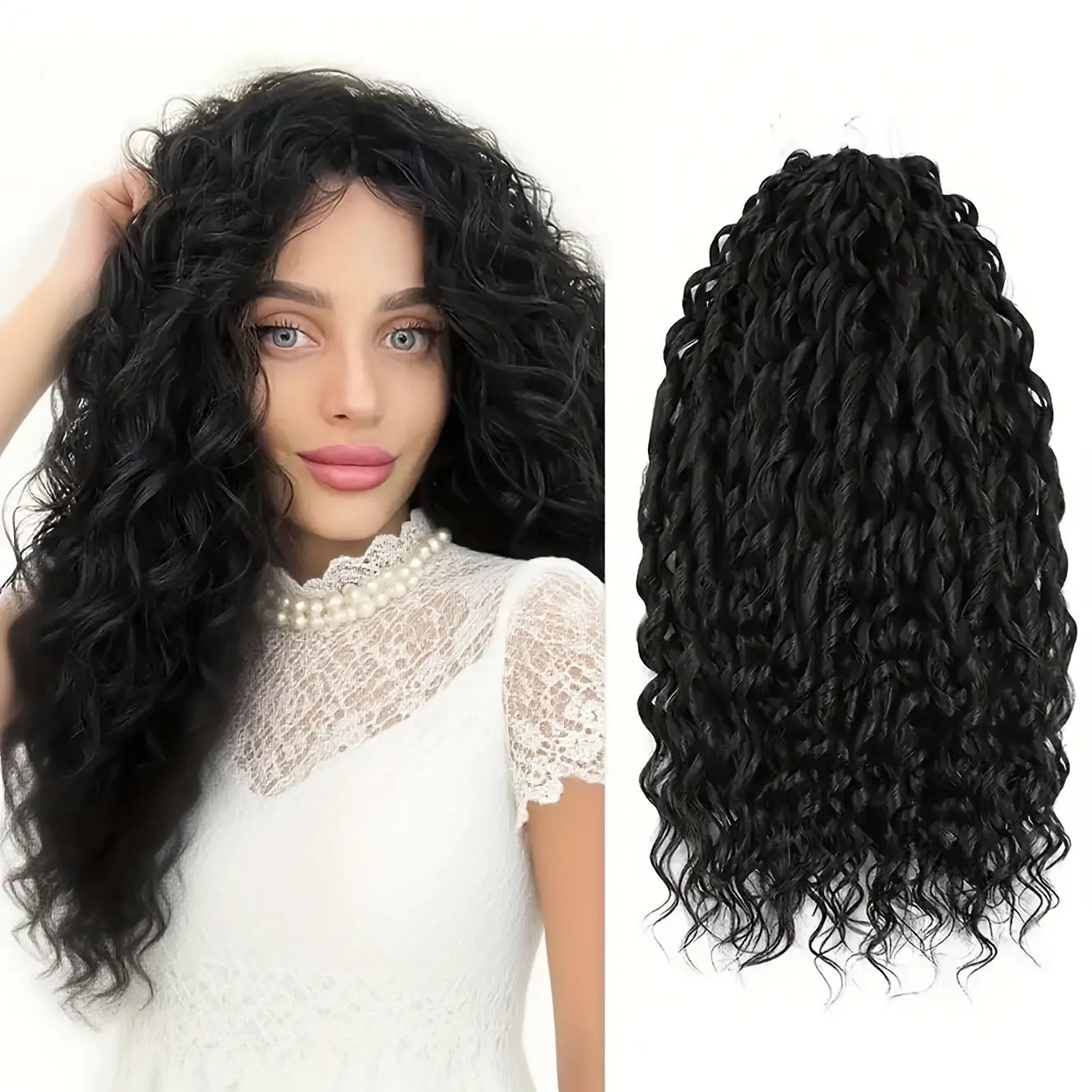 European and American wigs, synthetic fiber women's water ripple long curly hair, fluffy Latin American braids, 30-inch hair extensions, Pony cross-border