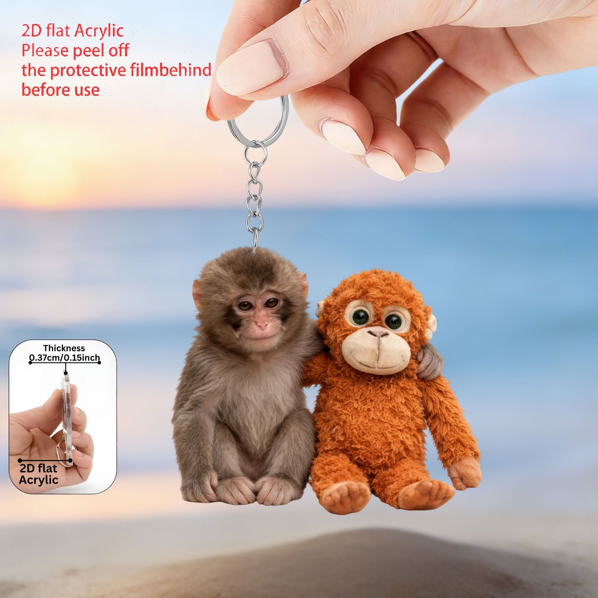 Cross-border new product Protect Punch heMonkey Doll Pendant Orangutan Plush acrylic pendant