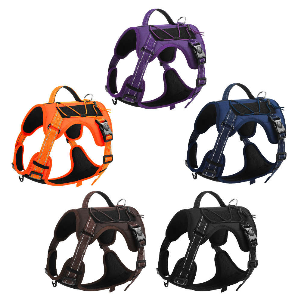 Dog leash vest pet chest and back, large dog chest and back explosion-proof reflective dog harness tactical chest and back