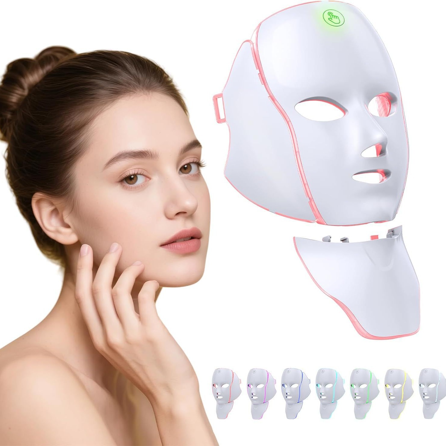 Cross-border seven-color mask beauty device, home beauty mask, skin rejuvenation device, color light beauty mask, facial mask beauty device