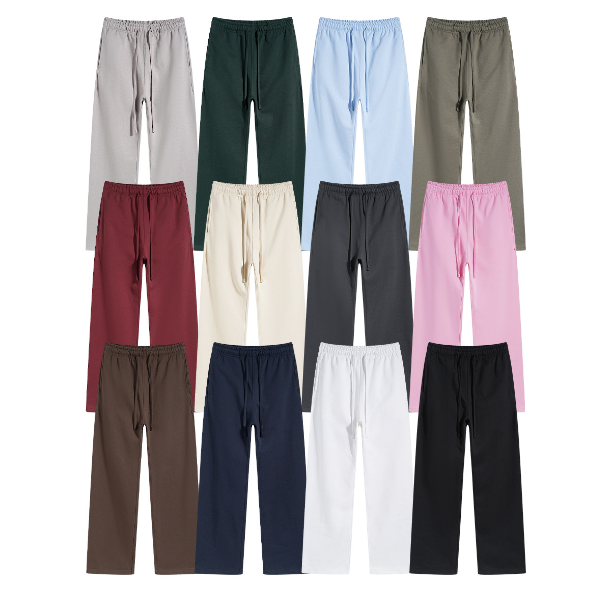 2026 Autumn/Winter new collection: 430g straight loop solid color men's trousers, loose, sporty and trendy men's and women's casual trousers