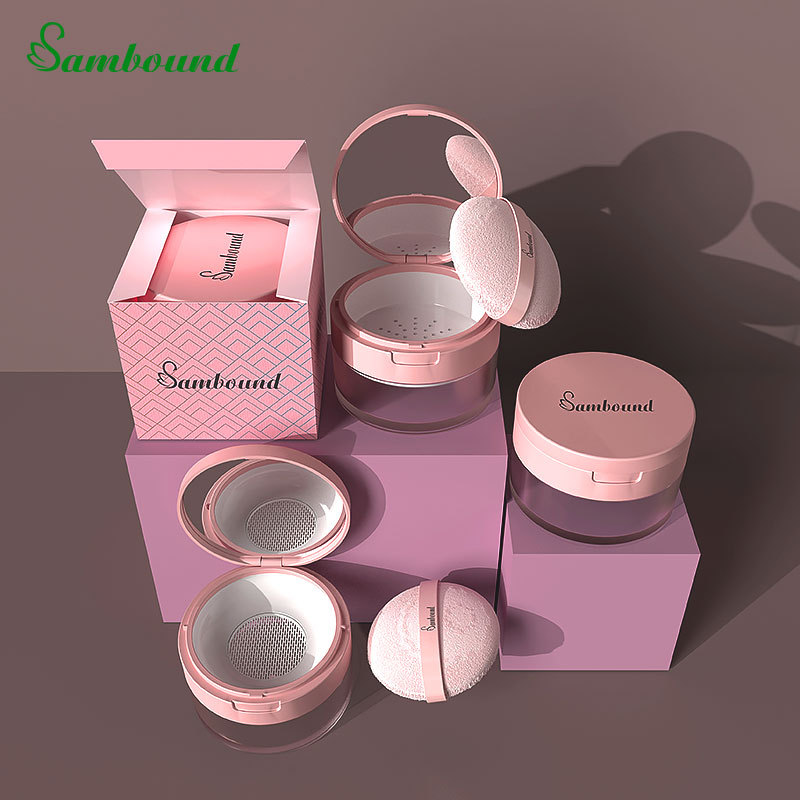 Customized AS flip-top loose powder can with matte transparent empty can and high-definition mirror setting powder can 16G