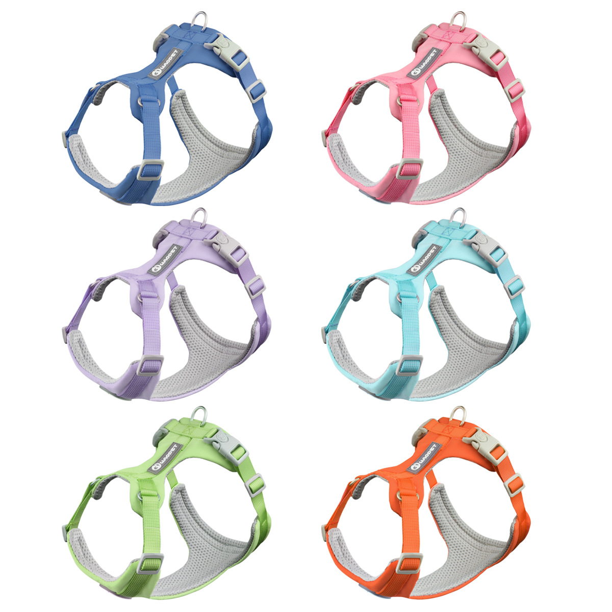 WAOPET's new borderless chest strap macaron dog leash, puppy collar, leash, fabric pet supplies