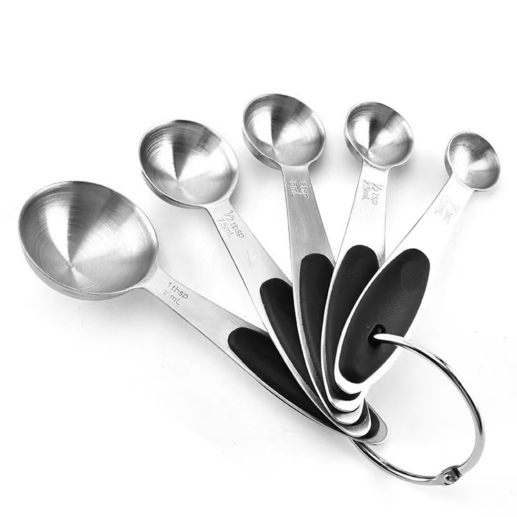 430 stainless steel measuring spoons for food baking, 5-piece set, kitchen creative measuring spoon set with scale, in stock