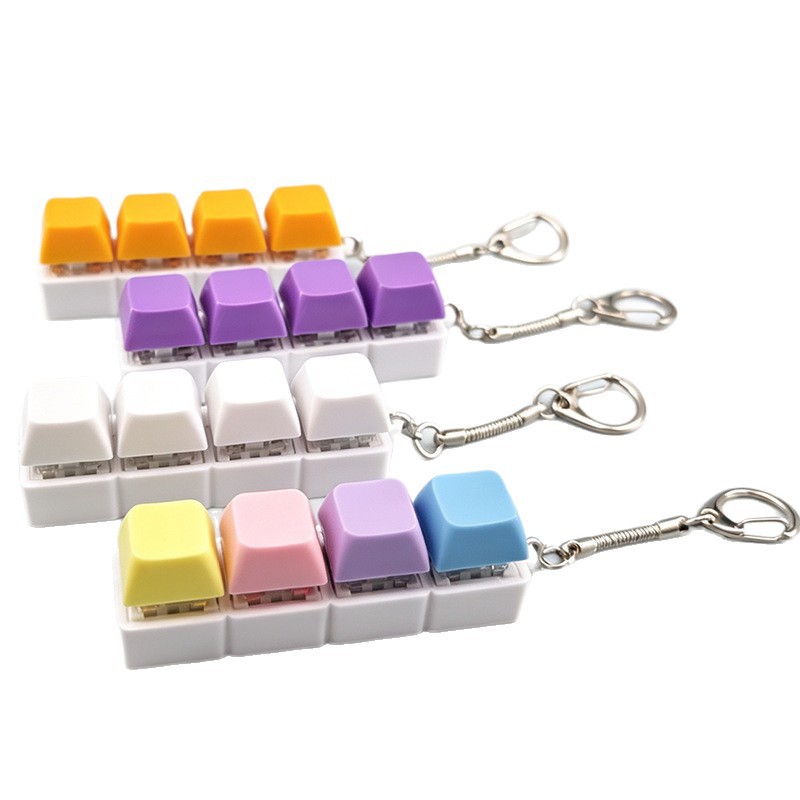 Cross-border one-line pressure-reducing 4-key mechanical keyboard test switch, macaron key cap pressure-reducing key keychain toy
