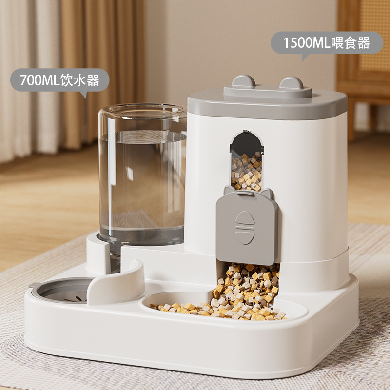 Pet automatic feeder, cat food, dog food, food storage bucket, timed and quantified feeding, water feeding integrated, running water two-in-one