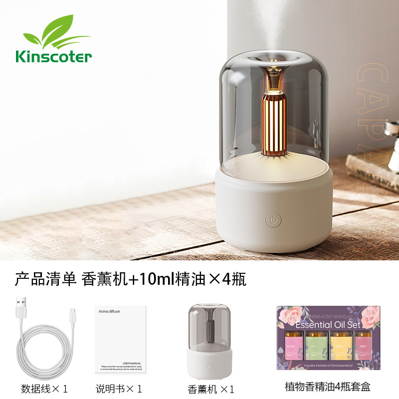 Cross-border new creative candlelight lamp aroma diffuser, small humidifier, home desktop decorative item, aroma diffuser, ambient light