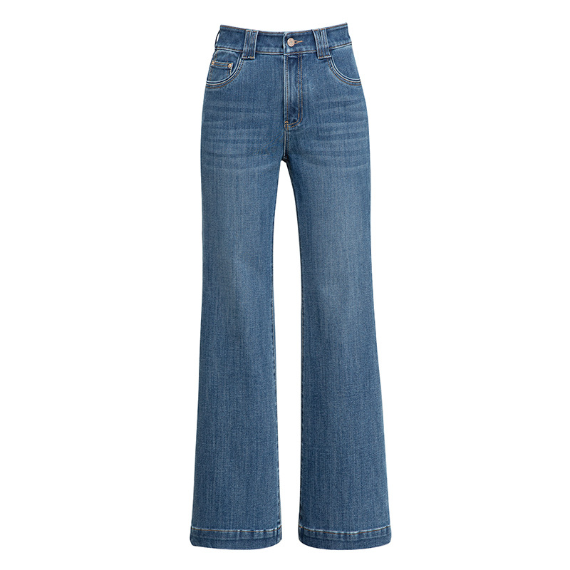Slightly flared jeans for women 2026 autumn new style, four-sided elastic slimming flared floor-length pants, high-waisted slimming long pants 8268