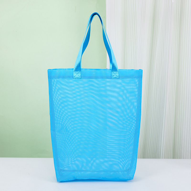 Portable large-capacity travel storage bags, mesh beach bags, hand-held bath bags, polyester beach tote bags