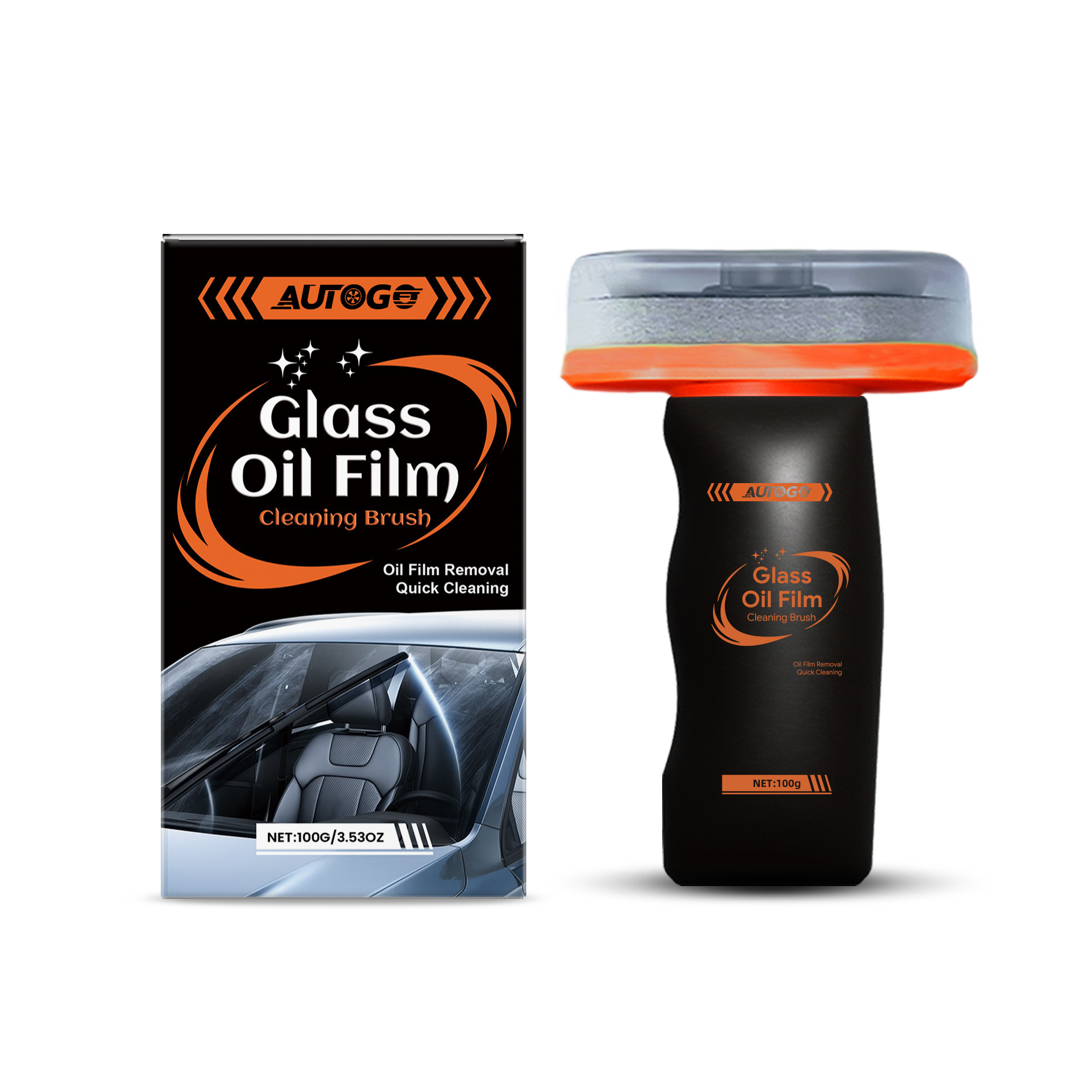 AUTOGO glass oil film cleaning handle: Rearview mirror windshield oil film stain, water stain cleaning, rainproof
