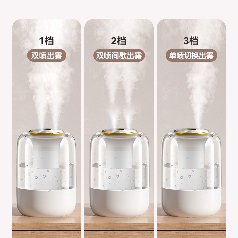 Cross-border humidifier manufacturer direct sales, large-capacity household uSB dual spray, office air purification, intelligent constant humidity