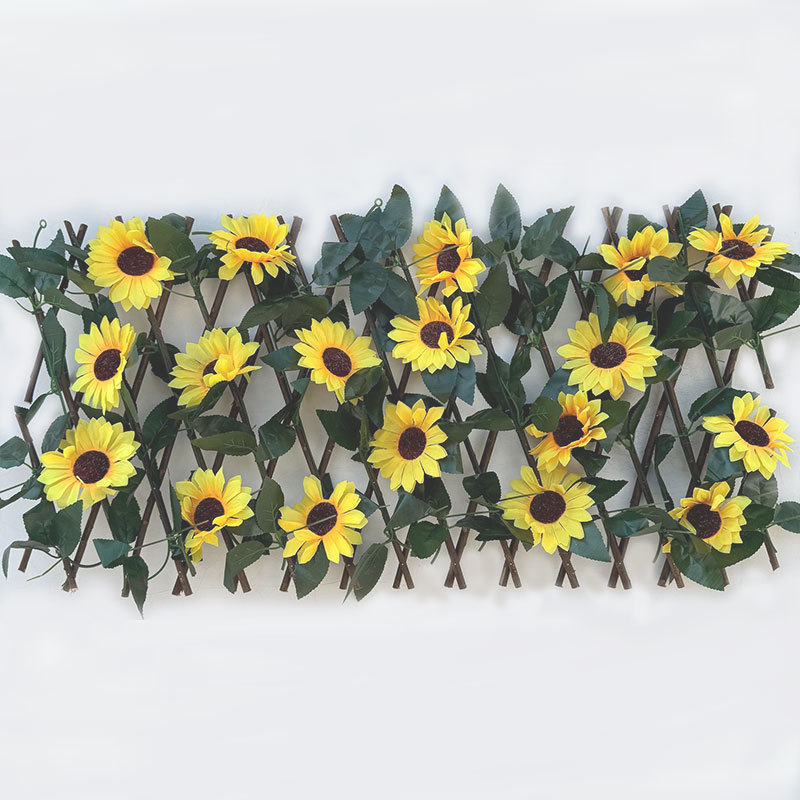 Simulation fence, outdoor courtyard green plant retractable fence, plastic leaf rattan fence, garden decoration simulation fence