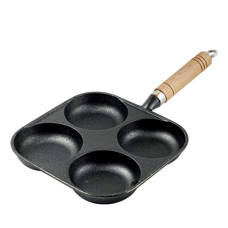 Independent station egg frying pan, non-stick, hamburger, home breakfast, egg dumplings, induction cooker, gas universal four-hole frying pan
