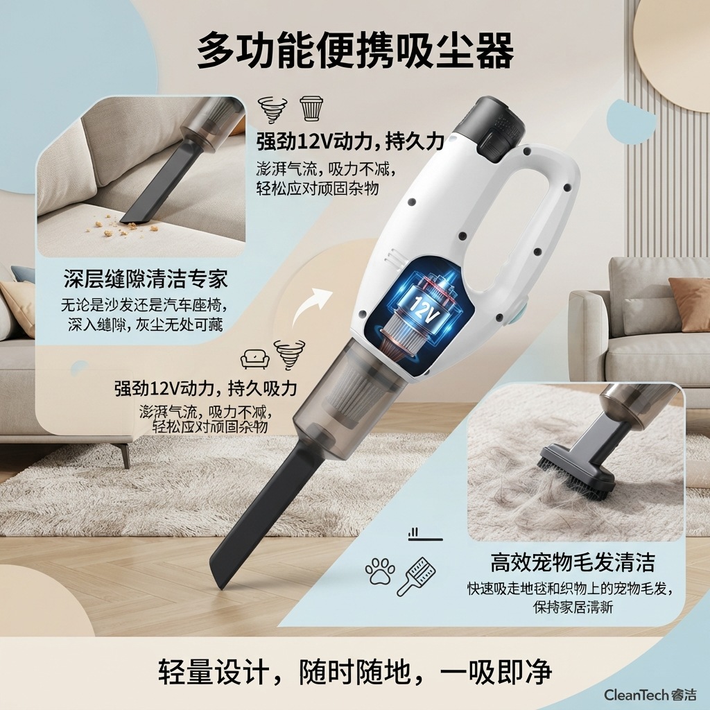 Cross-border new product: Handheld vacuum cleaner, mopping and suction dual-purpose, household high-power floor mop, multi-functional high-suction power vacuum cleaner