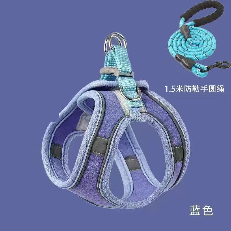 Cute vest-style chest and back protection for kittens, Velcro safety buckle, reflective pet cat leash