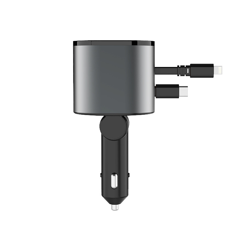 The new car charger PD30W, with its retractable super fast charging function, is a foldable car charger that can be used for lighting cigarette butts