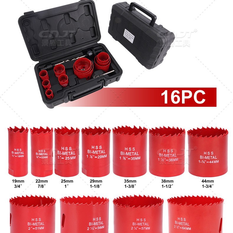 Jingteng Bimetallic 38mm deep Hole saw Cross-border iron plate gypsum Board woodworking M42 Hole Cutter set
