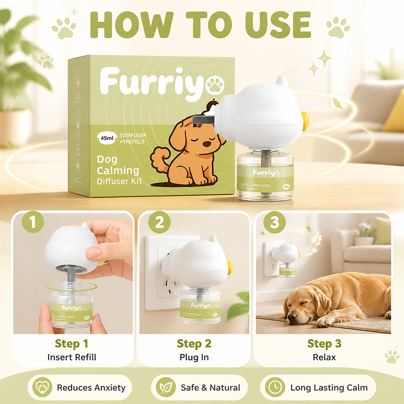 Furriyo Pet Calming Diffuser Soothing Set, a must-have for home use with a plug-in design