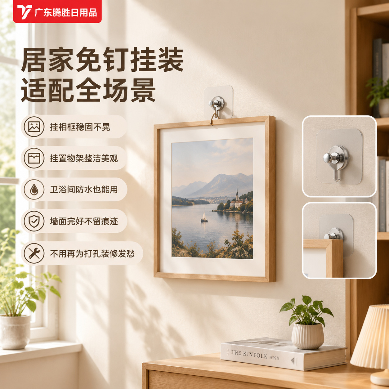 Seamless nails, no-drilling screws, strong adhesive, no-nail hooks, wall nails, photo frames, photos, wall tiles, wall hanging hooks