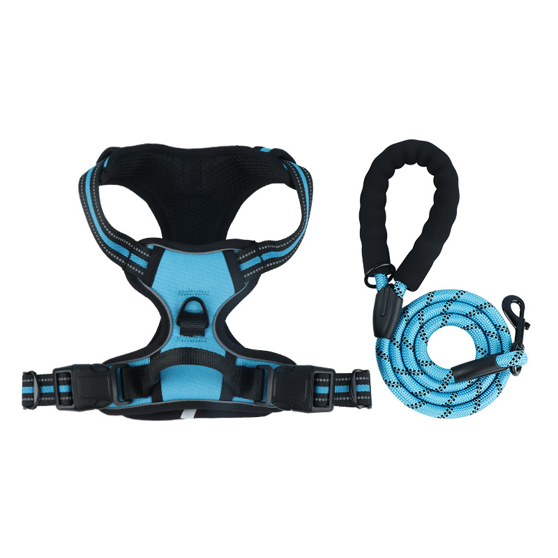Amazon pet chest and back explosion-proof punching vest reflective dog chest and back large dog pet chest and back leash set