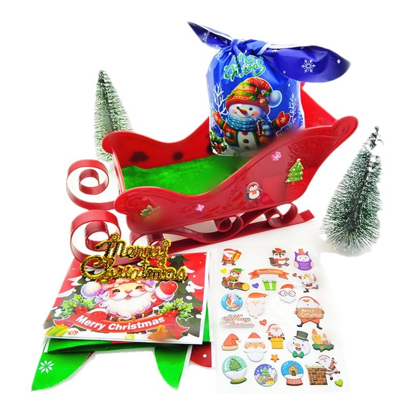 Candy sled table decoration, plastic sled, Santa Claus gift, reindeer cart, self-assembly, can be matched with a set