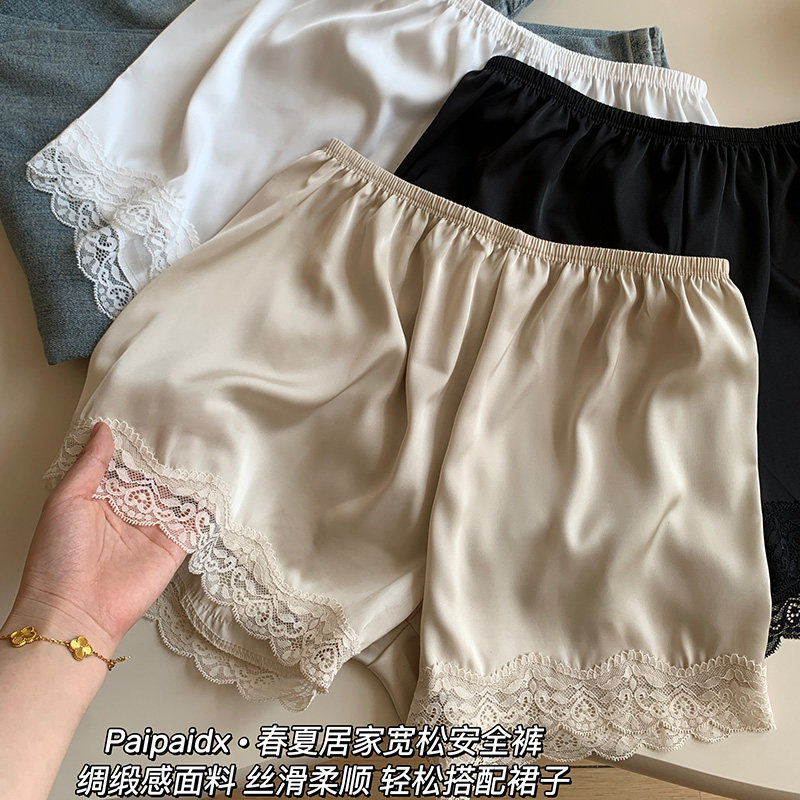 Lace underwear for girls, summer thin anti-glare safety pants, home pants, breathable, skin-friendly, belly cinching leggings