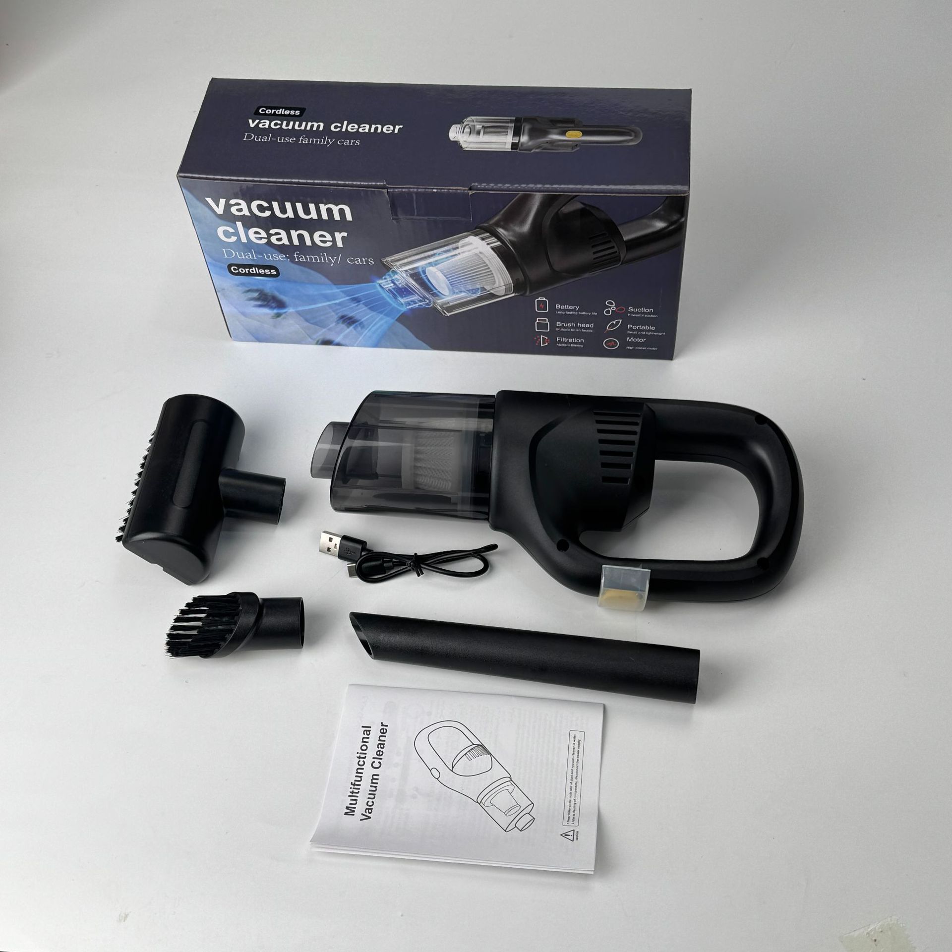 Wireless charging vacuum cleaner, household car vacuum cleaner with strong suction power, portable handheld high-power vacuum cleaner for cross-border use