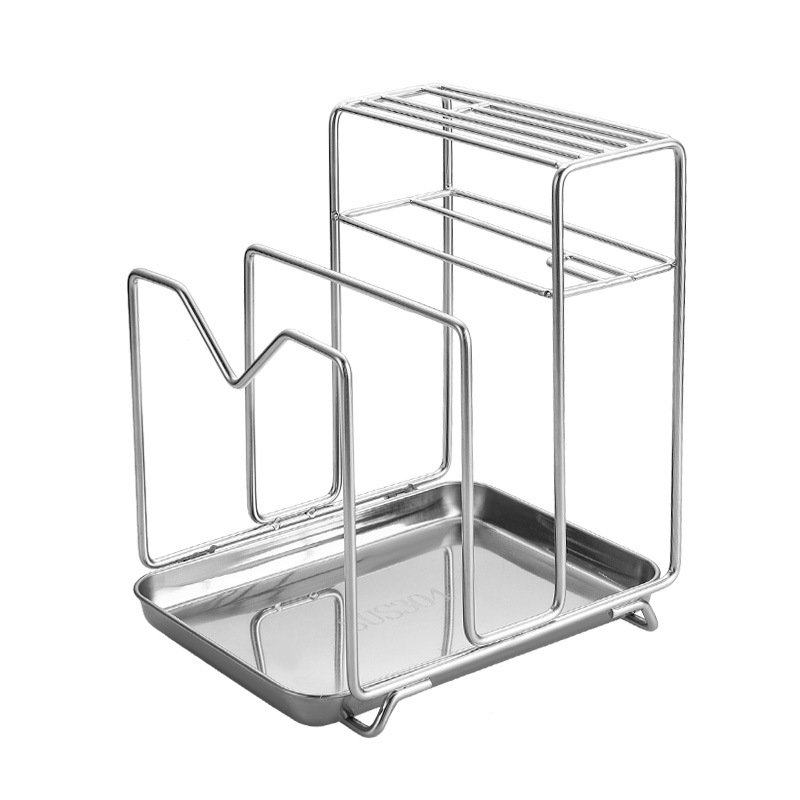 Amazon 304 stainless steel knife rack, chopping board rack, integrated storage countertop, home kitchen pot lid, draining and storage rack