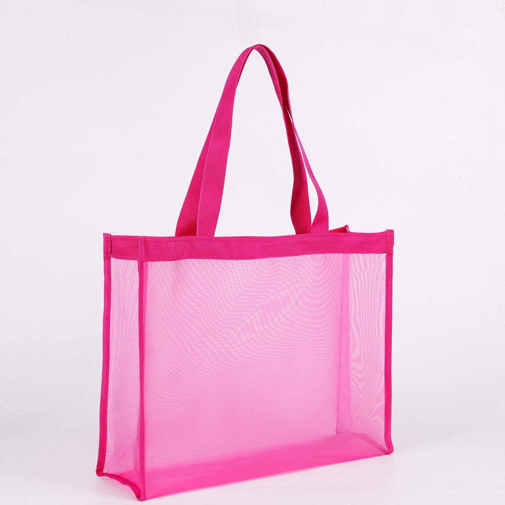 New large-capacity nylon shopping mesh bag, outdoor beach storage bag for clothes and cosmetics, mesh handbag