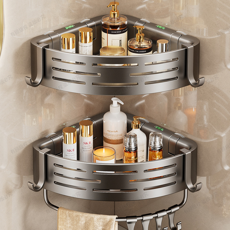 Suction cup, no need for drilling, bathroom, wall-mounted storage rack, washroom, washbasin, triangular storage on the wall of the bathroom