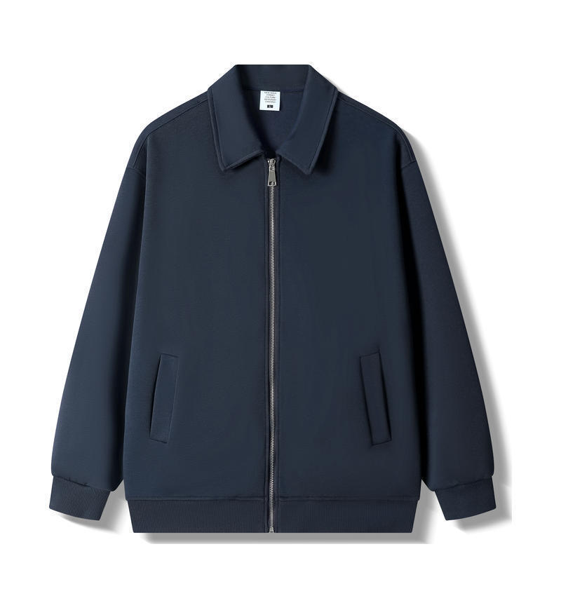 Lapel zipper jacket, sweatshirt, custom-printed logo, casual workwear, knitted coat, corporate, company and group work clothes