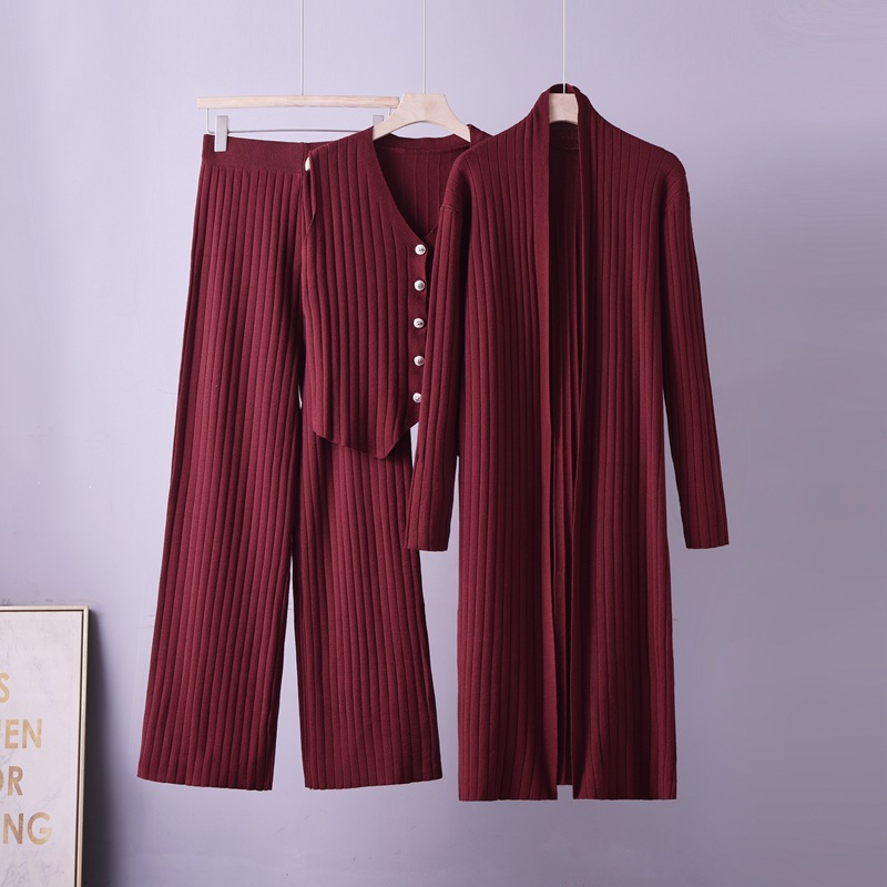 Cross-border autumn and winter knitted cardigan for women, new Korean-style laid-back style, loose and soft soft sweater vest set for women