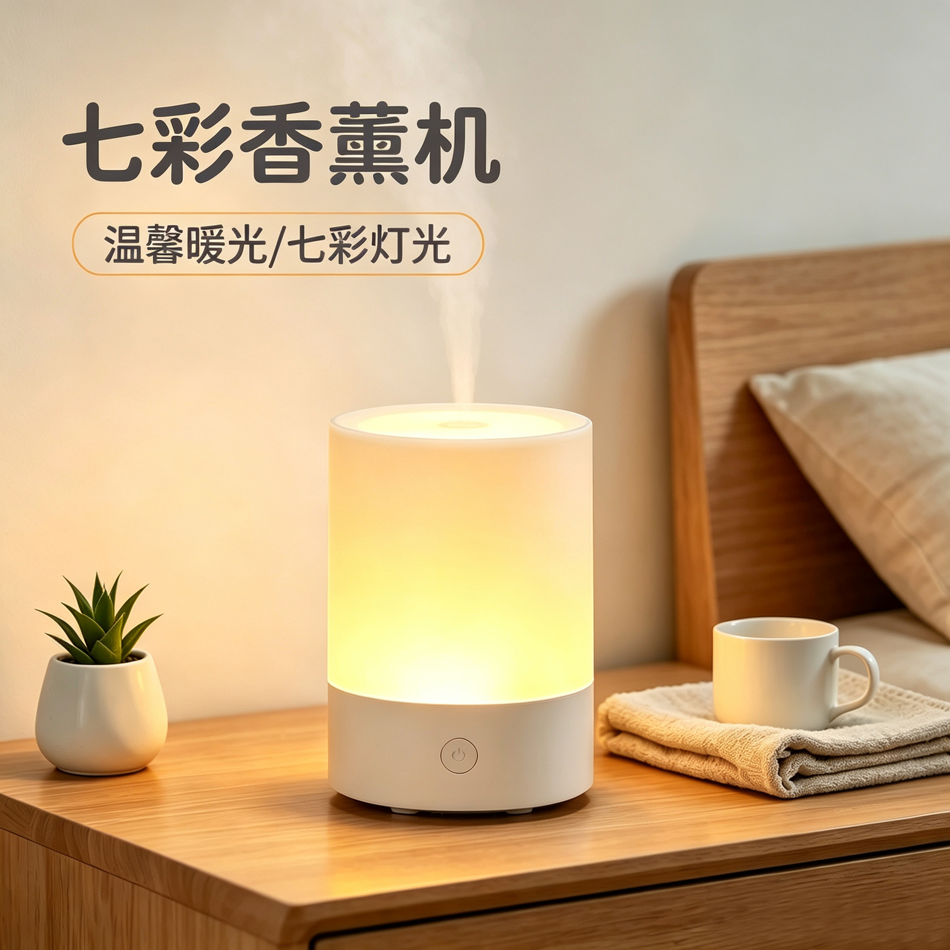 2026 Cross-border New Products: Seven-color Aroma Diffuser, Home Desktop Humidifier, Aromatherapy essential Oil Diffuser, Ambient Light Gift